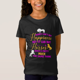 T-Shirt L'argent peut acheter des chevaux violet jaune