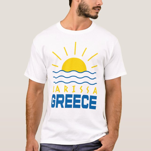 T-shirt Larissa Grèce Soleil et Blanc des hommes de mer (Devant)