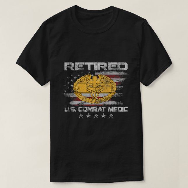 T-shirt L'armée américaine retraité remède de combat Fière (Design devant)