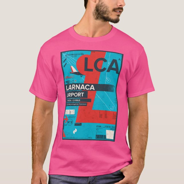 T-shirt Larnaca Airport Chypre Voyage Carte de vol (Devant)