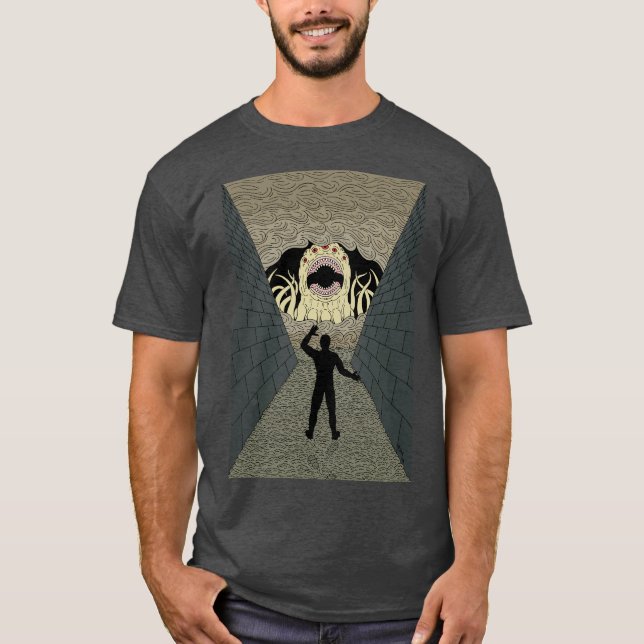 T-shirt L'arrivée du dévoreur, étrange art d'horreur (Devant)