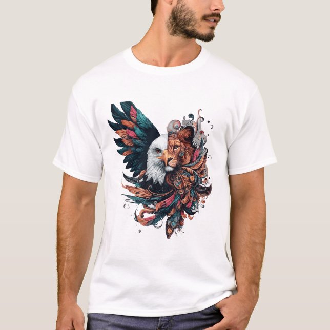 T-shirt L'art animal Lion half Eagle (Devant)