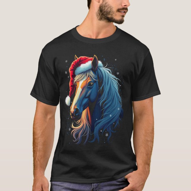 T-shirt L'art de Noël des chevaux (Devant)