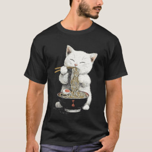 T-shirt L'art de style japonais Mignon bébé chat mangeant