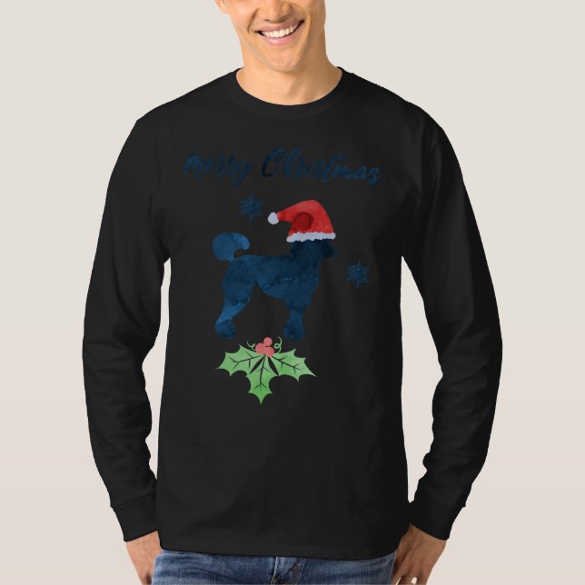 T-shirt L'art du chien de caniche de Noël (Devant)