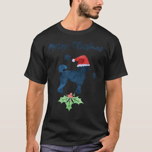 T-shirt L'art du chien de caniche de Noël (Devant)
