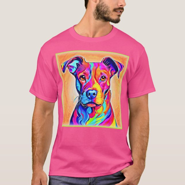T-shirt L'art du chien : Peinture colorée (Devant)
