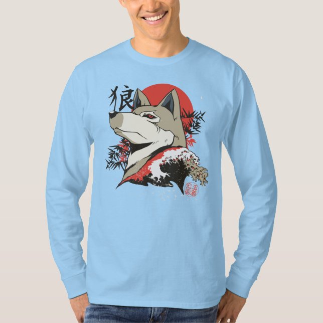 T-shirt L'art du loup japonais (Devant)