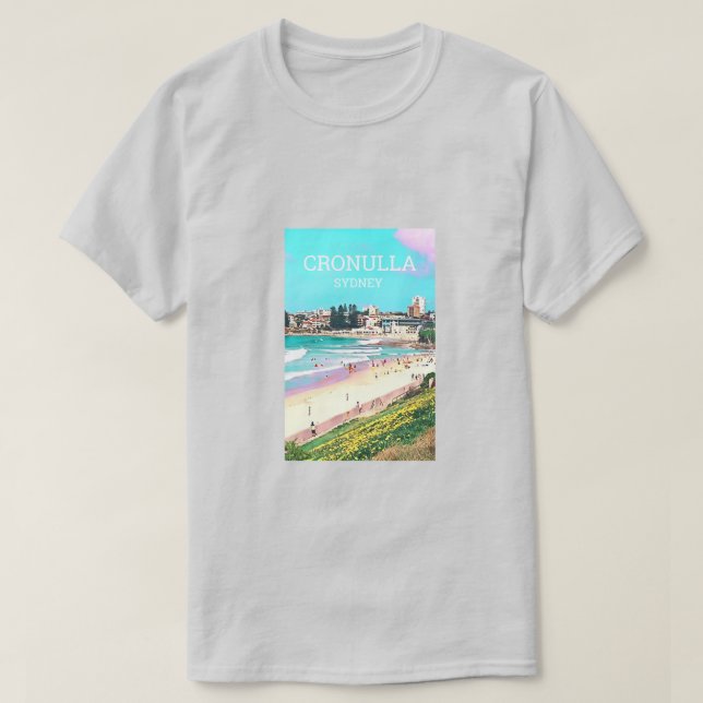 T-shirt L'art du voyage de plage australien (Design devant)