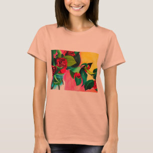T-shirt L'art floral des Camellias rouges