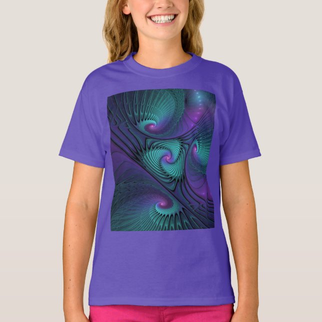 T-shirt L'art fractal abstrait moderne violet rencontre tu (Devant)