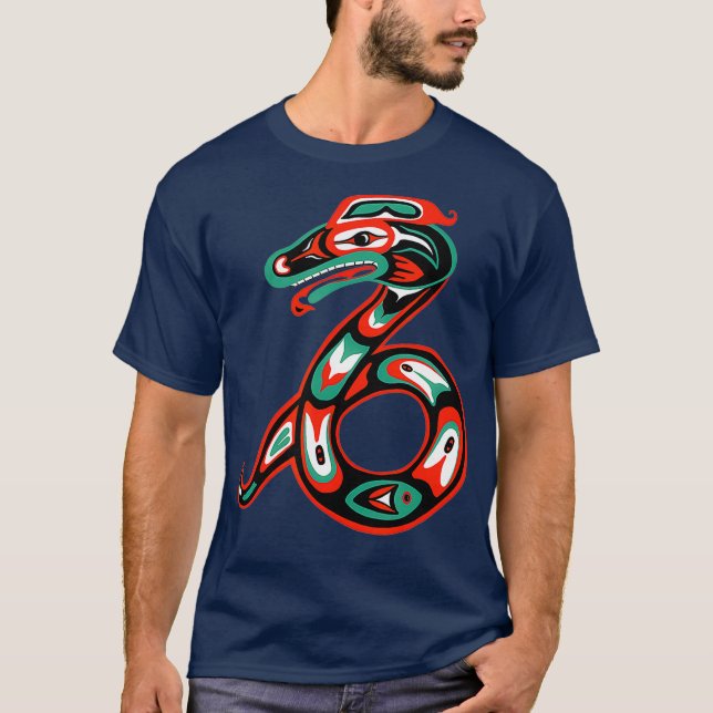 T-shirt L'art haïda Totem de serpent cadeau amérindien (Devant)