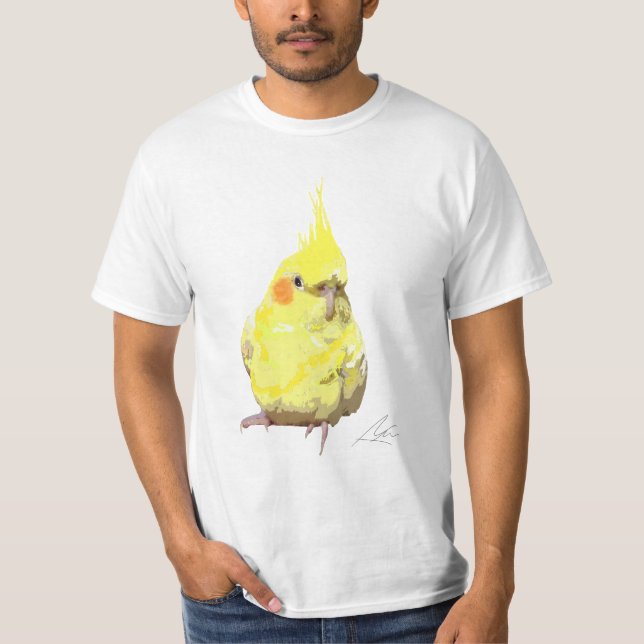 T-shirt L'Art Moderne De L'Oiseau Jaune Réaliste (Devant)