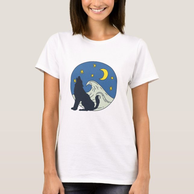 T-shirt L'art mystique du loup céleste (Devant)