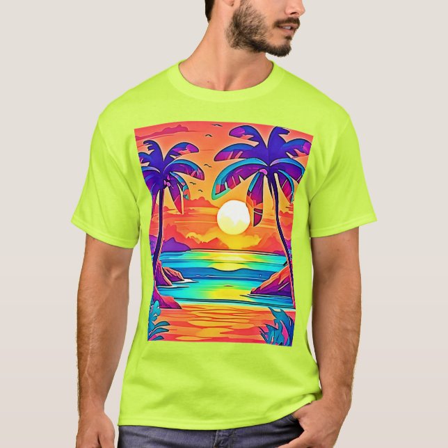 T-shirt L'art tropical du coucher de soleil (Devant)