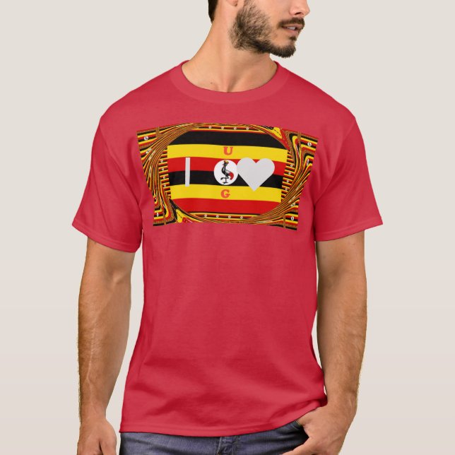 T-shirt L'Art Vibrant Ouganda Inspiré Du Drapeau (Devant)