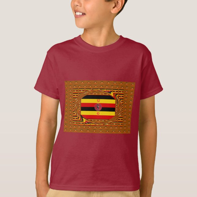 T-shirt L'Art Vibrant Ouganda Inspiré Du Drapeau (Devant)