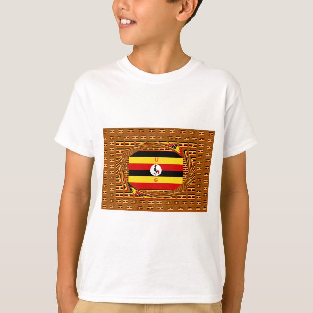 T-shirt L'Art Vibrant Ouganda Inspiré Du Drapeau (Devant)