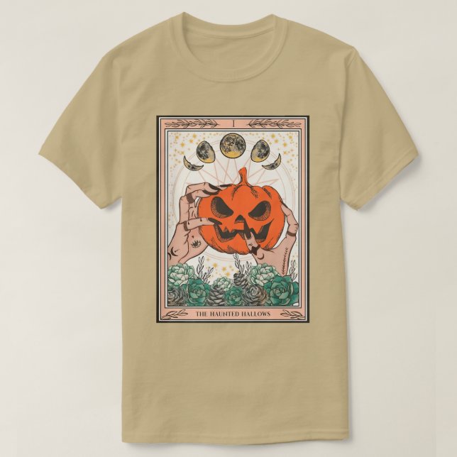 T-shirt L'artisanat Haunted Hallow Citrouille Tarot Card (Design devant)