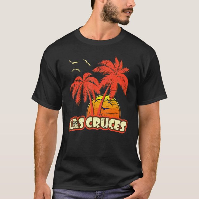 T-shirt Las Cruces Summer Palm Trees 80s Beach Sunset (Devant)