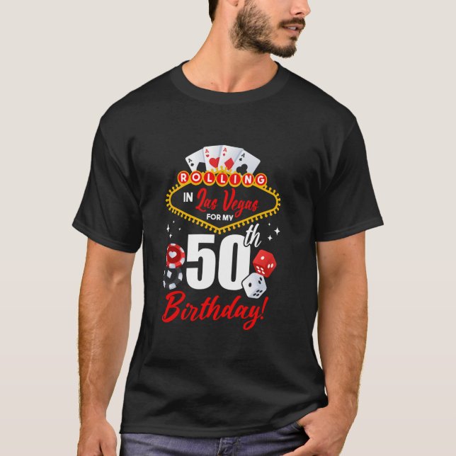 T-shirt Las Vegas Anniversaire Rolling à Vegas 50ème Anniv (Devant)