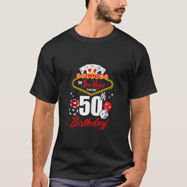 T-shirt Las Vegas Anniversaire Rolling à Vegas 50ème Anniv (Devant)