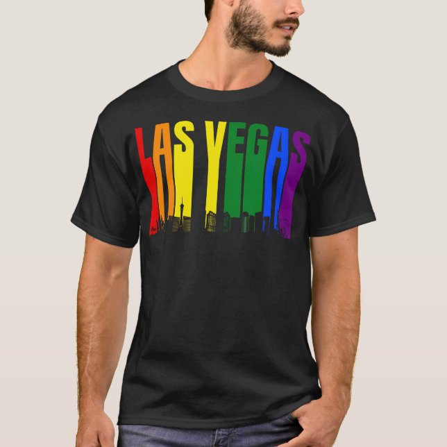 T-shirt Las Vegas Nevada Skyline Lgbtq Gay pride Rainbow (Devant)
