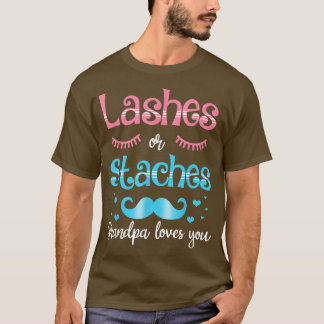 T-shirt Lashes Ou Staches Grand-Père Vous Aime Révéler Le