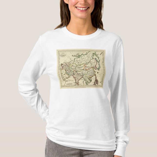 T-shirt L'Asie avec des frontières décrites (Devant)
