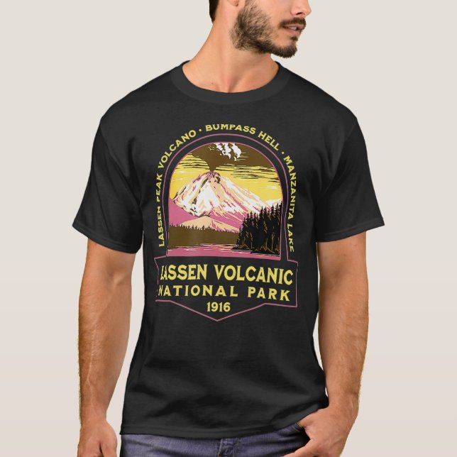 T-shirt Lassen Volcanic National Park California Retro Hik (Devant)