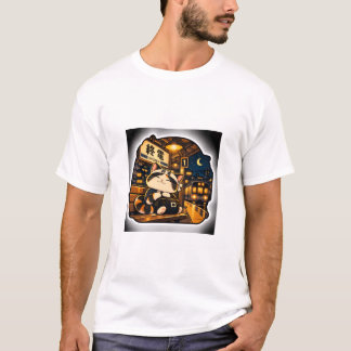 T-shirt Last Train Cat | Nuit de la gare japonaise