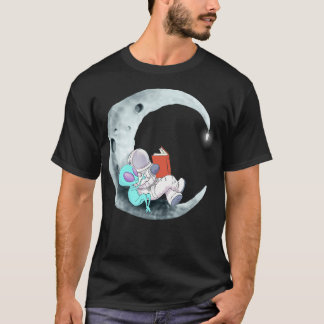 T-shirt L'Astronaut Alien Lit Des Livres Dans L'Espace