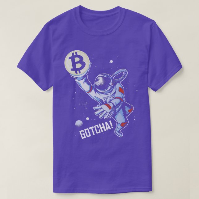 T-shirt L'Astronaut Bitcoin En Crypto Universe Joue Le Bas (Design devant)