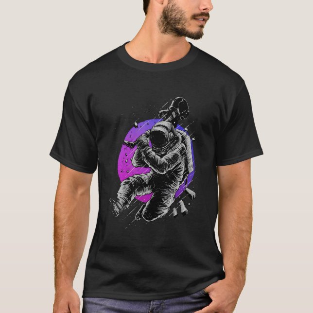 T-shirt L'Astronaute A Déployé Un Gui Spatial Vaporwave Es (Devant)