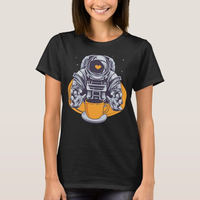 T-shirt L'astronaute aime le café (Devant)