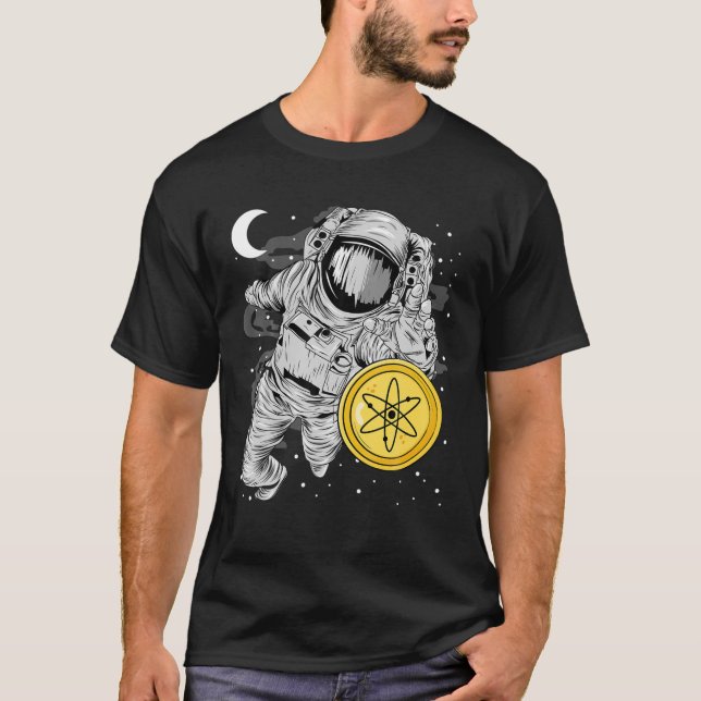 T-shirt L'Astronaute Atteint Le Cosmos ATOM Coin À La Lune (Devant)