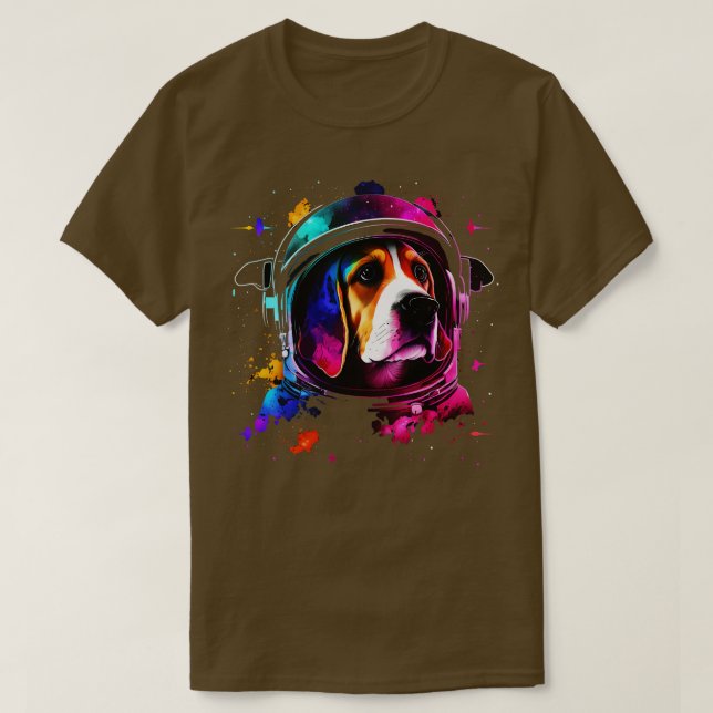 T-shirt L'astronaute beagle cosmique Chien de l'espace amu (Design devant)