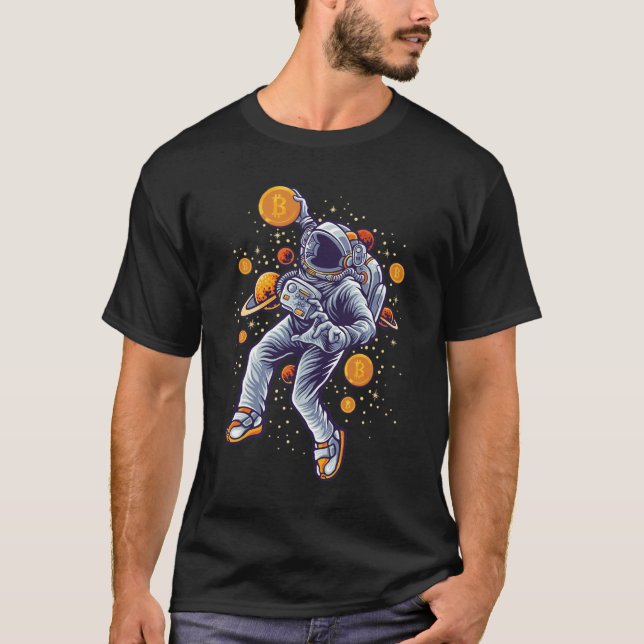 T-shirt L'astronaute Bitcoin à la lune - Crypto Bitcoin (Devant)