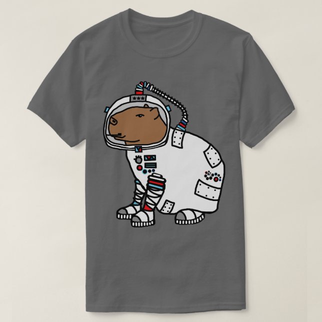 T-shirt L'astronaute Capybara Drôle Animaux dans l'espace (Design devant)