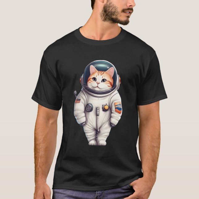 T-shirt L'astronaute Cat Kitten Us Drapeau Astronomie Spac (Devant)