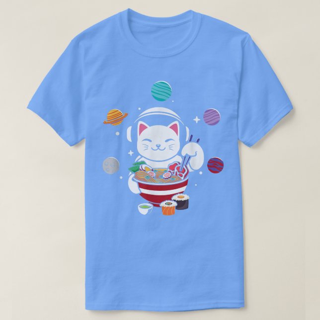 T-shirt L'astronaute Chat avec Ramen dans l'espace Anime N (Design devant)