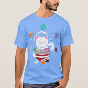 T-shirt L'astronaute Chat avec Ramen dans l'espace Anime N