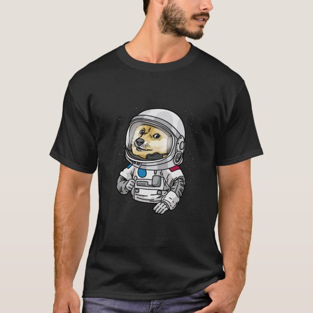 T-shirt L'astronaute Chien grimpe dans l'espace Chien (Devant)