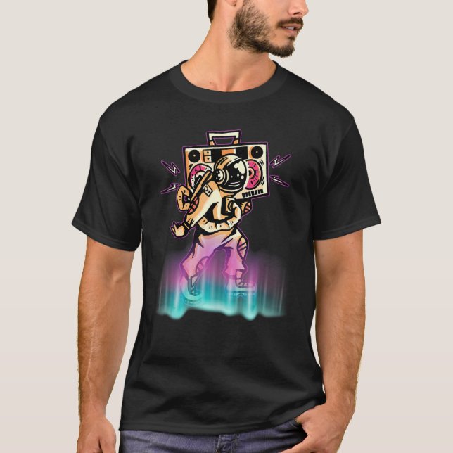 T-shirt L'astronaute danse Retro avec Music Player (Devant)