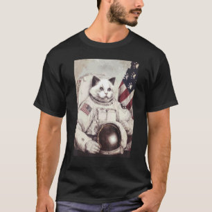 T-shirt L'astronaute de chats patriotique Deep In Space Co