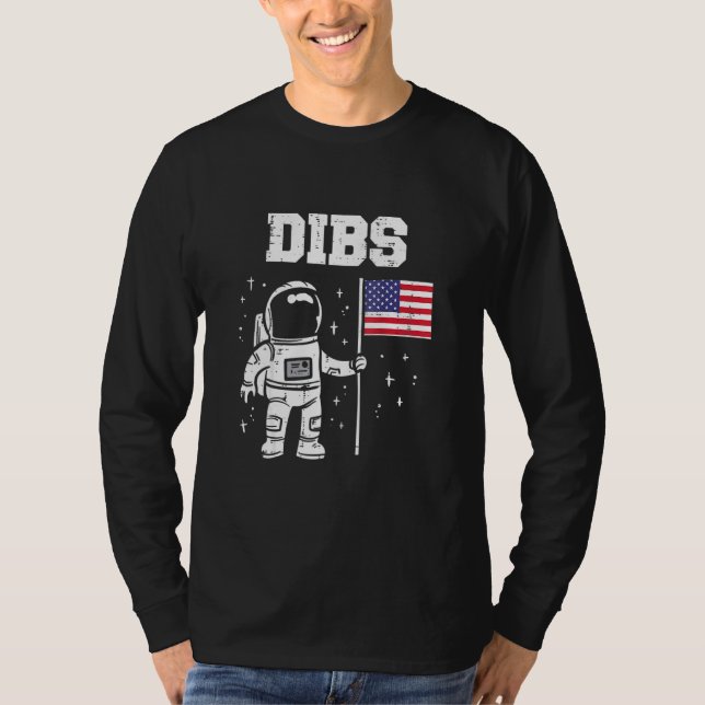T-shirt L'Astronaute De Dibs Moon Us Drapeau Américain 4 J (Devant)