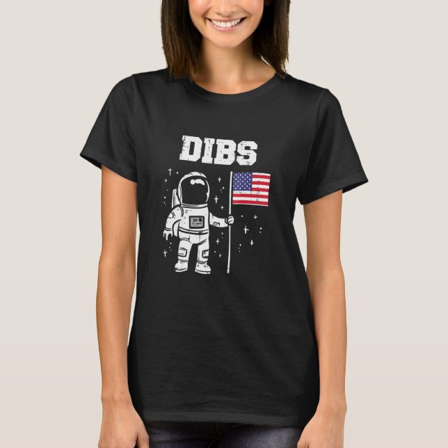 T-shirt L'Astronaute De Dibs Moon Us Drapeau Américain 4 J (Devant)