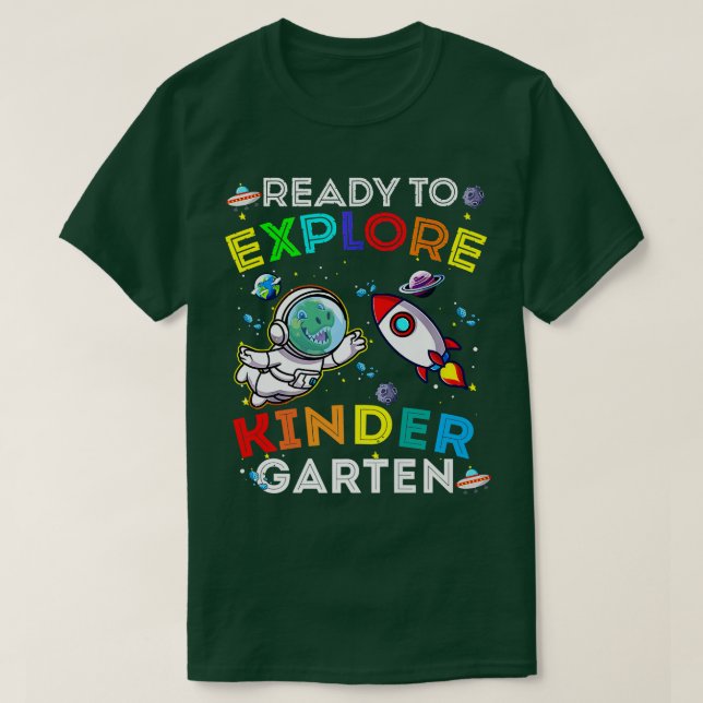 T-shirt L'Astronaute De Dino Dinosaure De L'Espace Prêt À  (Design devant)