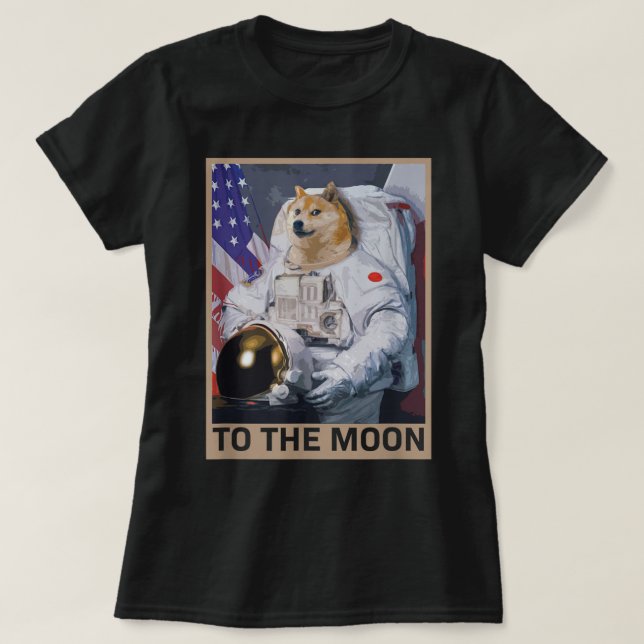T-shirt L'astronaute de Dogecoin à la chaîne de blocage de (Design devant)