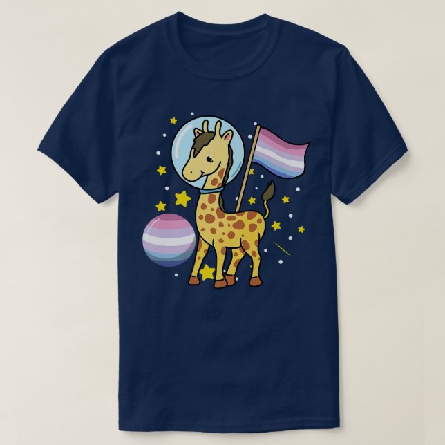 T-shirt L'astronaute de Giraffe Bigender Pride (Design devant)